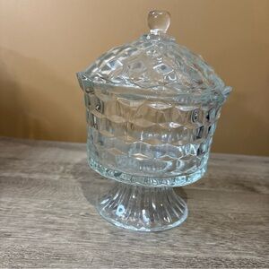 Vintage Indiana Glass Co Lady Love Cubist Lidded Compote Candy Dish 3B